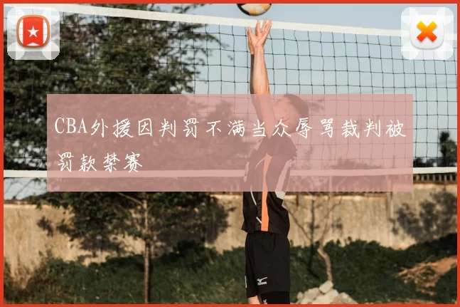 CBA外援因判罚不满当众辱骂裁判被罚款禁赛